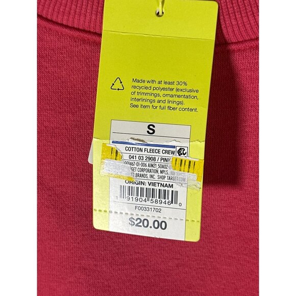 All in Motion Mens Cotton Fleece Crewneck Sweatshirt, Dark Pink, Size S, NWT - Picture 3 of 4